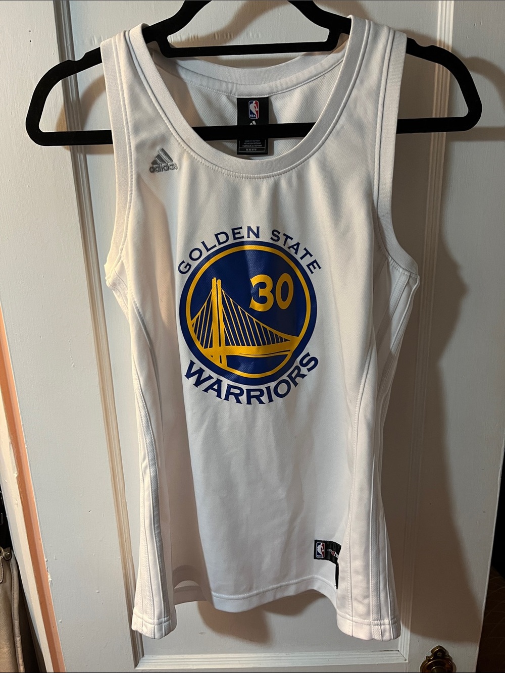 NBA White Golden State Warriors Jersey with Blue and Yellow Logo